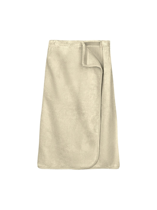 Paréo Elea Angora en coton beige clair, fermeture velcro, tissu moelleux et absorbant