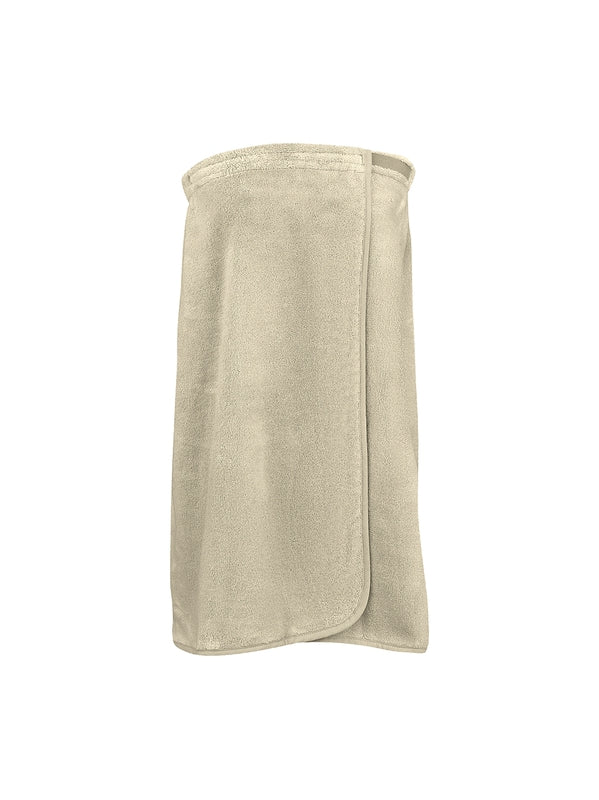 Paréo Elea Angora en coton beige clair, fermeture velcro, tissu moelleux et absorbant