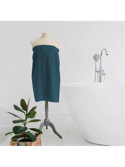 Paréo de bain en éponge 100% coton anthracite avec fermeture scratch