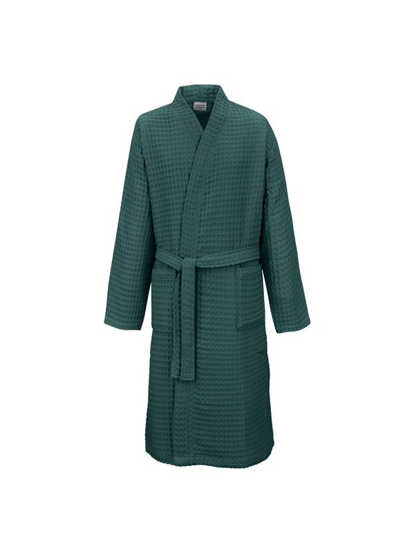 Peignoir homme 100% coton coloris canard avec col kimono, coupe détente