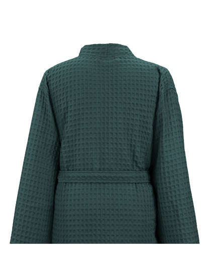 Peignoir homme 100% coton coloris canard avec col kimono, coupe détente