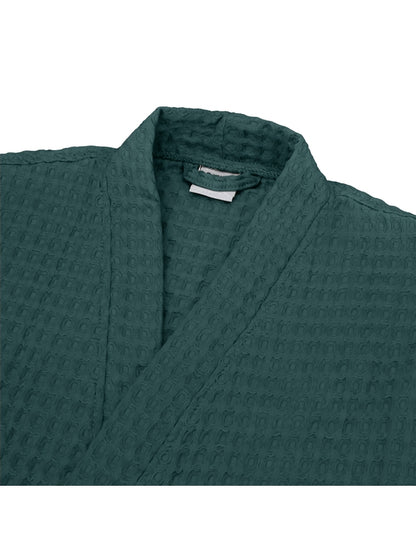 Peignoir homme 100% coton coloris canard avec col kimono, coupe détente