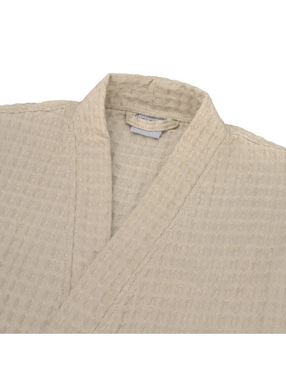 Peignoir homme en coton naturel beige avec col kimono, style détente