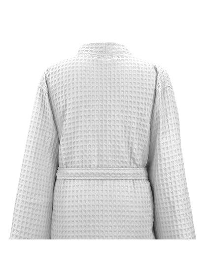 Peignoir homme blanc en coton nid d’abeille avec col kimono, taille L