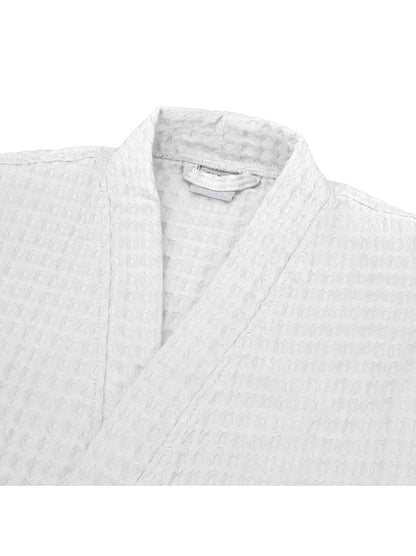 Peignoir homme blanc en coton nid d’abeille avec col kimono, taille L