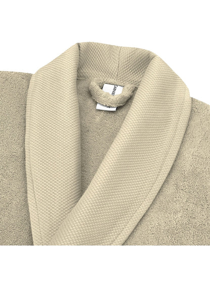 Peignoir Elea Angora beige en coton zéro twist avec col châle et ceinture