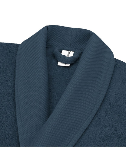 Peignoir Elea bleu ardoise en coton avec col châle et poches