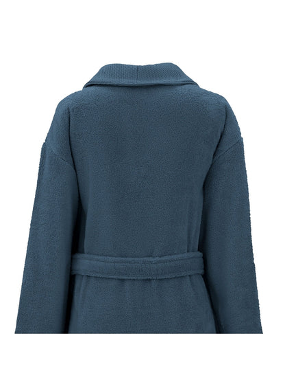 Peignoir Elea bleu ardoise en coton avec col châle et poches