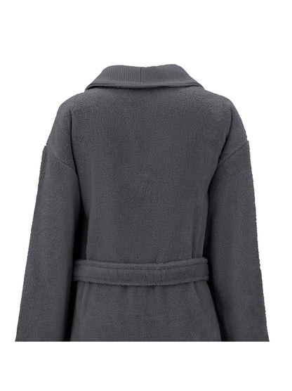 Peignoir Elea Carbone en coton 100% anthracite, col châle et finitions renforcées
