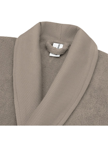 Peignoir Elea chataignes en coton beige avec col chale, taille S