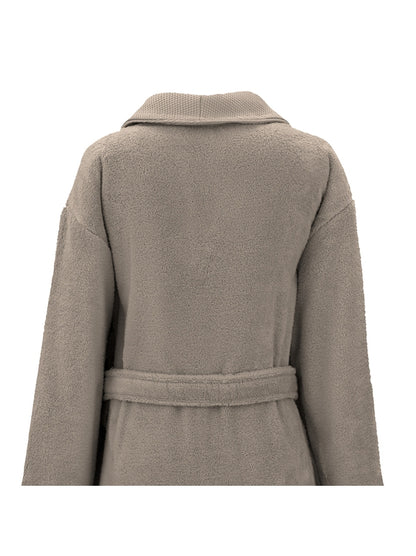 Peignoir Elea chataignes en coton beige avec col chale, taille S