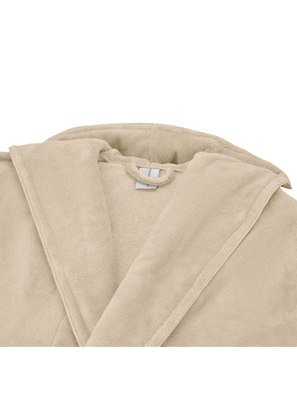 Peignoir teddy angora adulte ecru en coton polyester avec capuche et poches