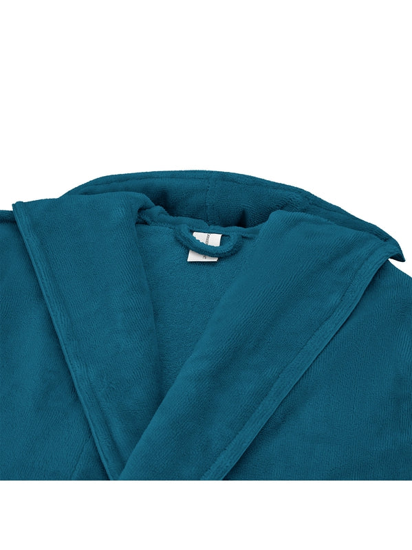 Peignoir enfant teddy canard bleu avec capuche et poches, taille 4-6 ans