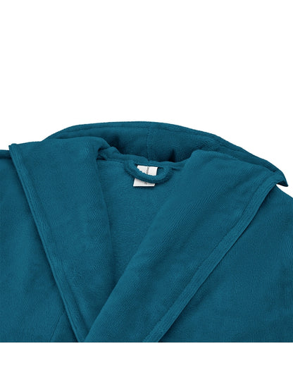 Peignoir enfant teddy canard bleu avec capuche et poches, taille 4-6 ans