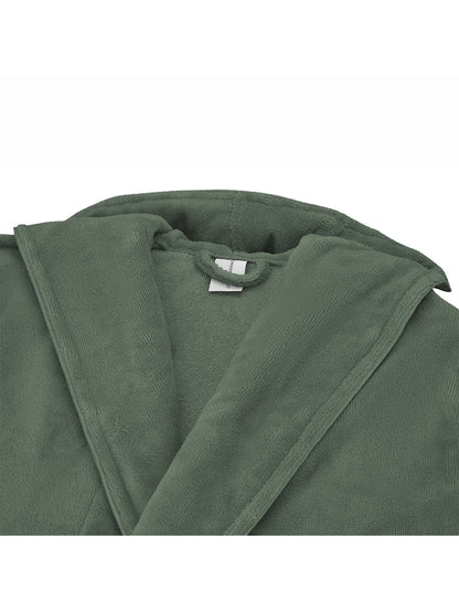 Peignoir teddy kaki enfant 12-14 ans avec capuche, poches et passepoil