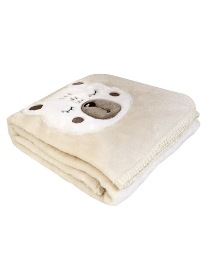 Plaid petit ours angora beige 75x100cm pour enfant et bébé