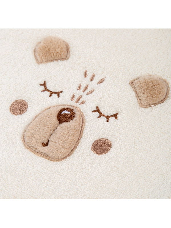 Poncho enfant petit ours angora beige en coton, taille 2 ans