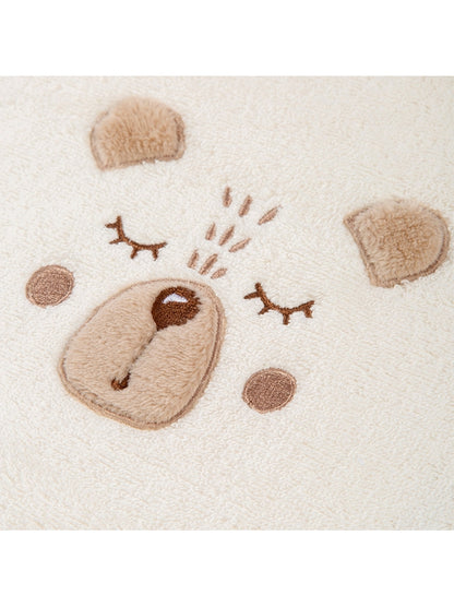 Poncho enfant petit ours angora beige en coton, taille 2 ans