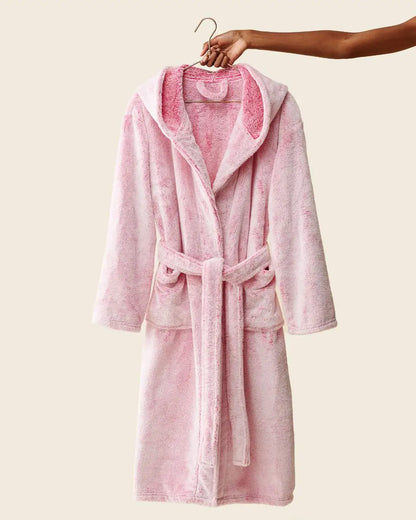 Peignoir polaire rose Waro - grande capuche enveloppante