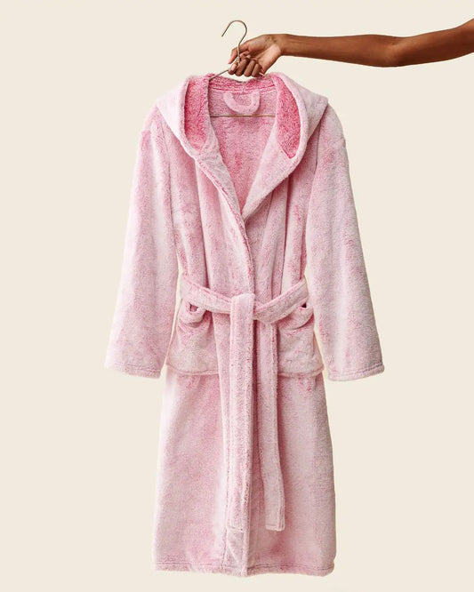 Peignoir polaire rose Waro - grande capuche enveloppante