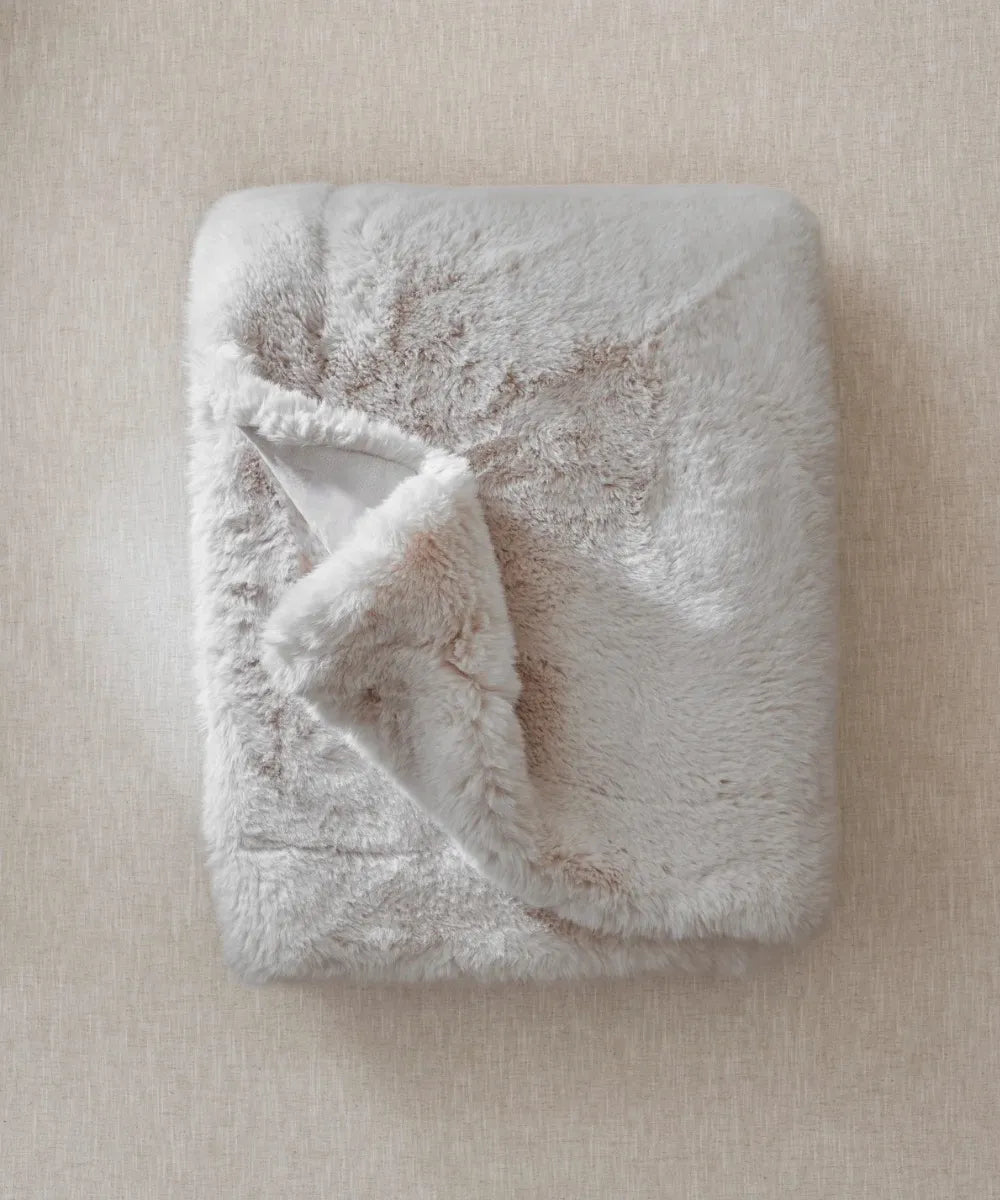 Plaid Polar Bear Waro - fausse fourrure beige dense et réconfortante