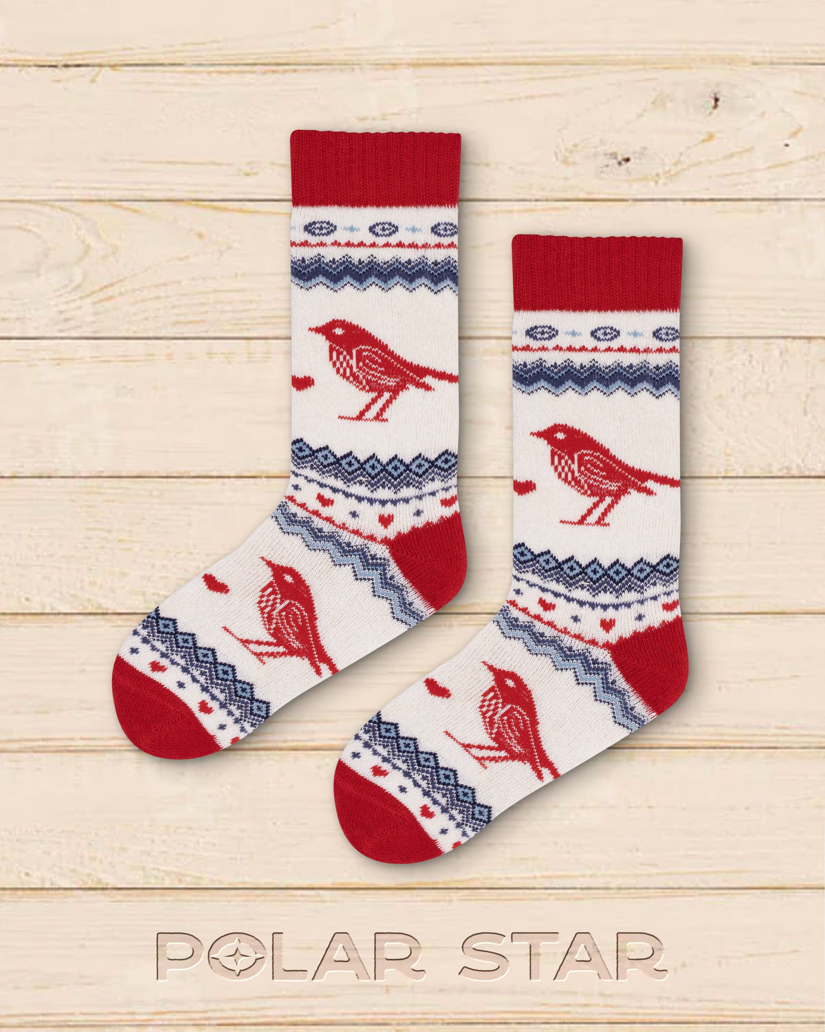 Chaussettes Fugl Bird and Heart Nordic Socks - Polar Star