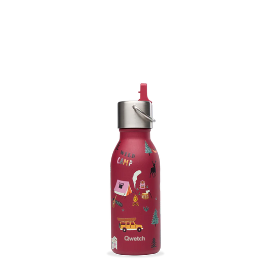 Gourde isotherme enfant Qwetch 350 ml - décor Yosemite couleur grenat
