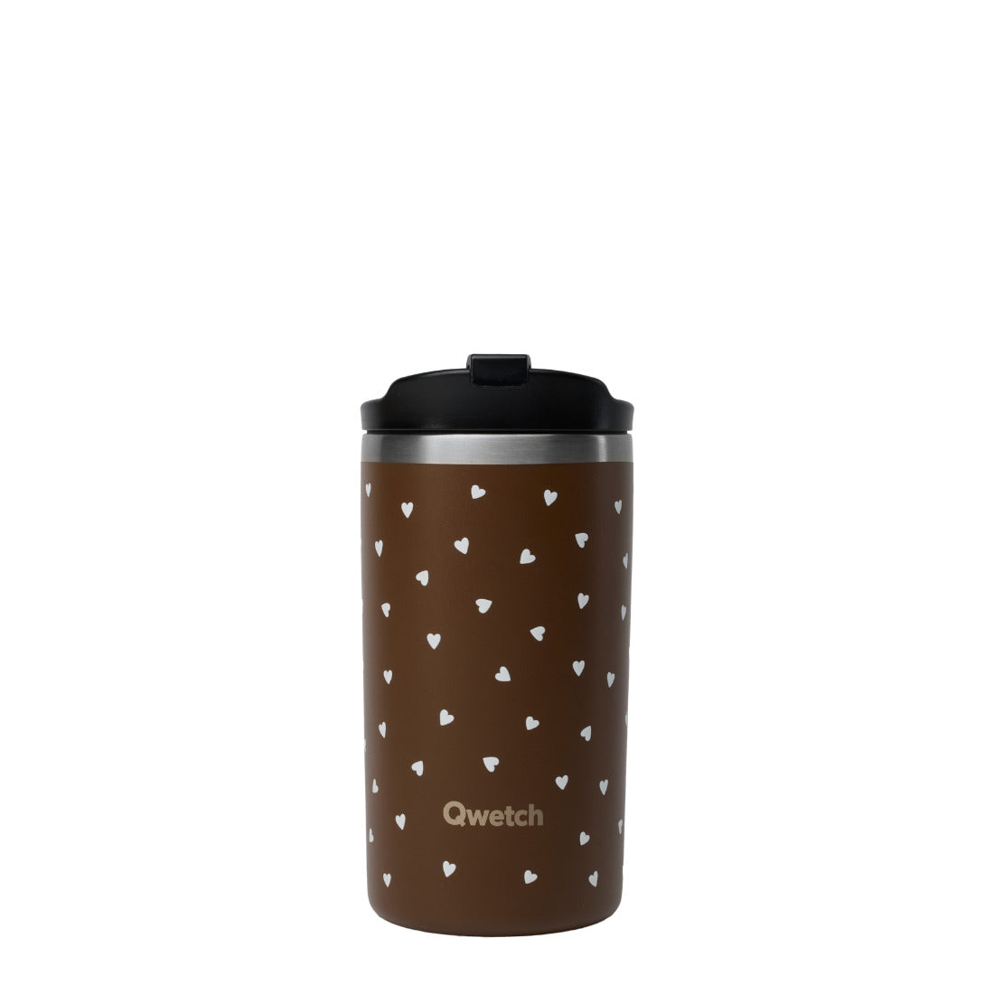 Travel mug isotherme - cozy - chocolat petit coeur- 350ml - Qwetch