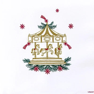 Serviette de table motif carrousel vintage de Noël