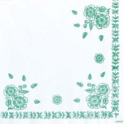 Serviette compostable motif floral vert patiné
