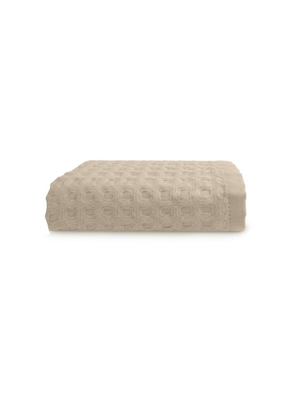 Serviette de bain éponge en coton beige naturel 50x100 cm avec litteau