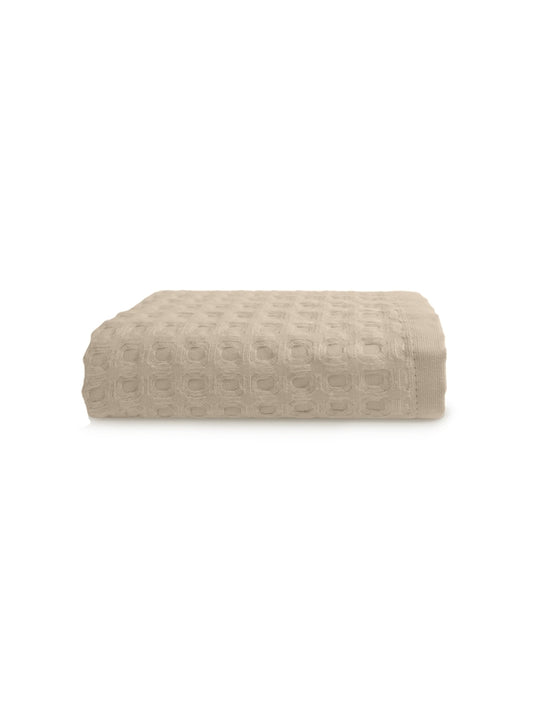 Serviette de bain éponge en coton beige naturel 50x100 cm avec litteau