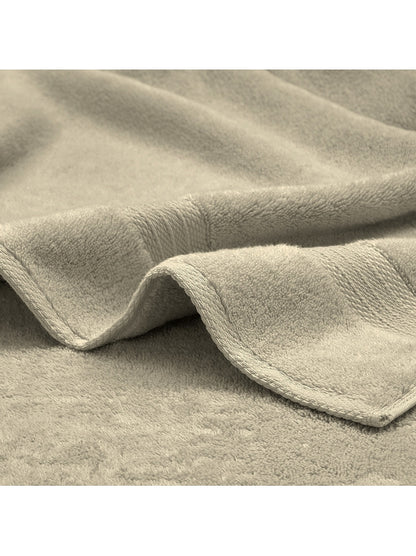 Serviette éponge Elea Angora beige 50x100 cm en coton avec liteau décoratif