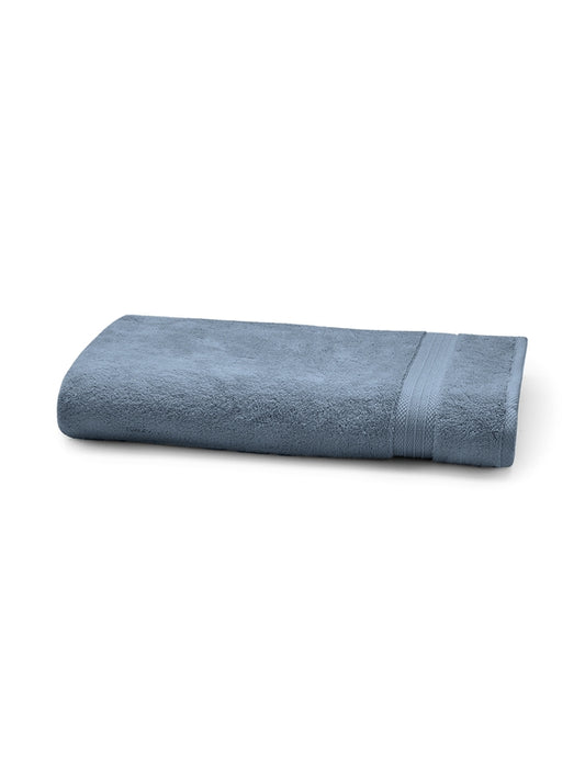 Serviette éponge Elea bleu ardoise 50x100 en coton avec liteaux