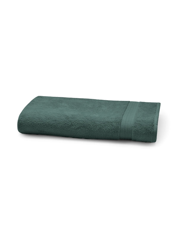 Serviette eponge Elea 50x100 cm anthracite en coton avec liteau decoratif