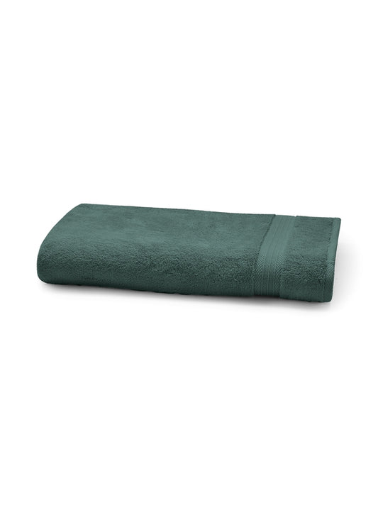 Serviette eponge Elea 50x100 cm anthracite en coton avec liteau decoratif