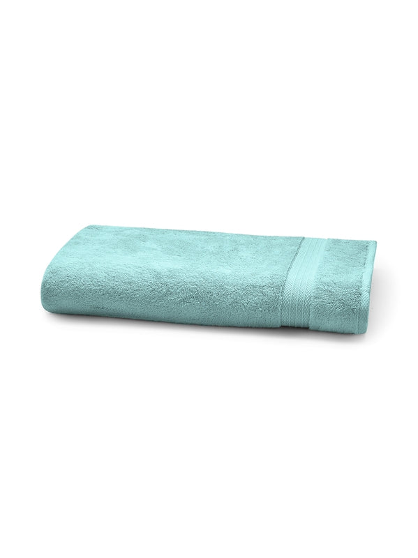 Serviette éponge Elea Curacao bleu 50x100 cm en coton avec liteau