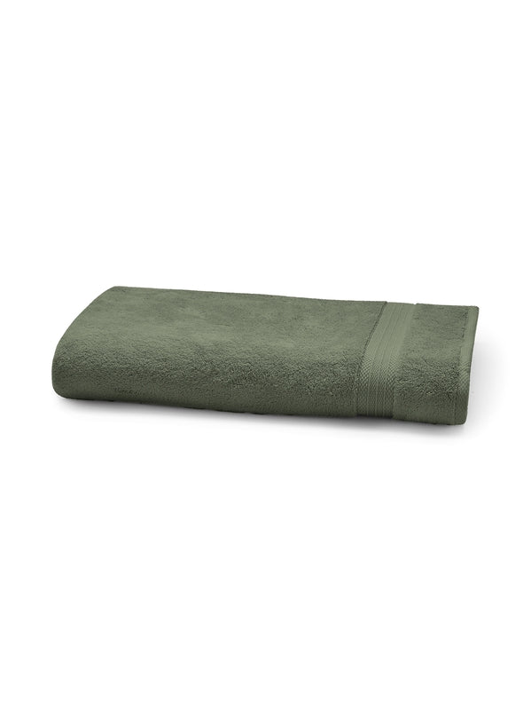 Serviette eponge Elea 50x100 cm en coton kaki avec finition liteau