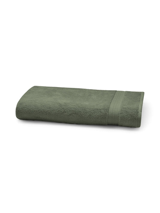 Serviette eponge Elea 50x100 cm en coton kaki avec finition liteau