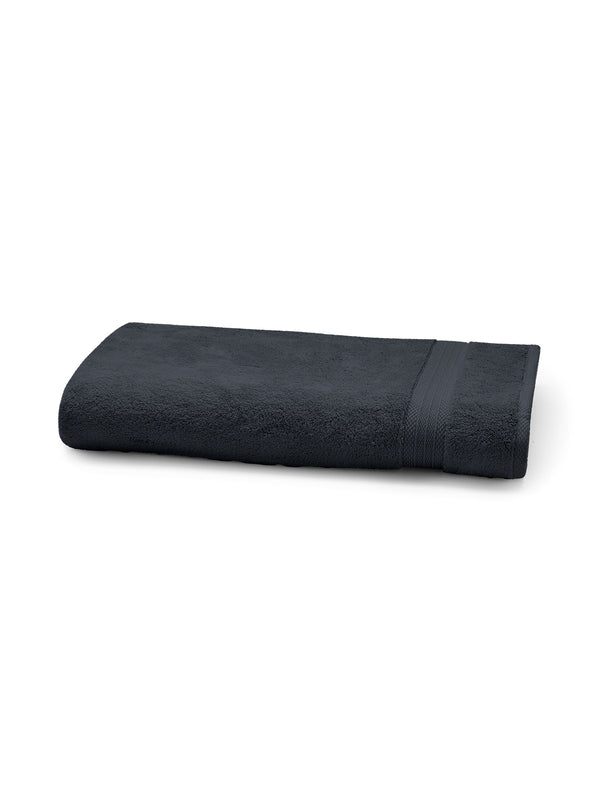 Serviette éponge Elea navy 50x100cm en coton 100% avec liteau et finition soignée