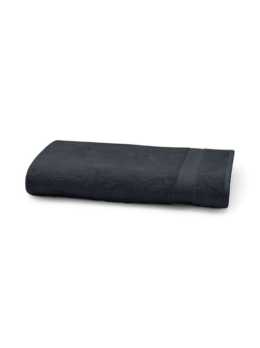 Serviette éponge Elea navy 50x100cm en coton 100% avec liteau et finition soignée