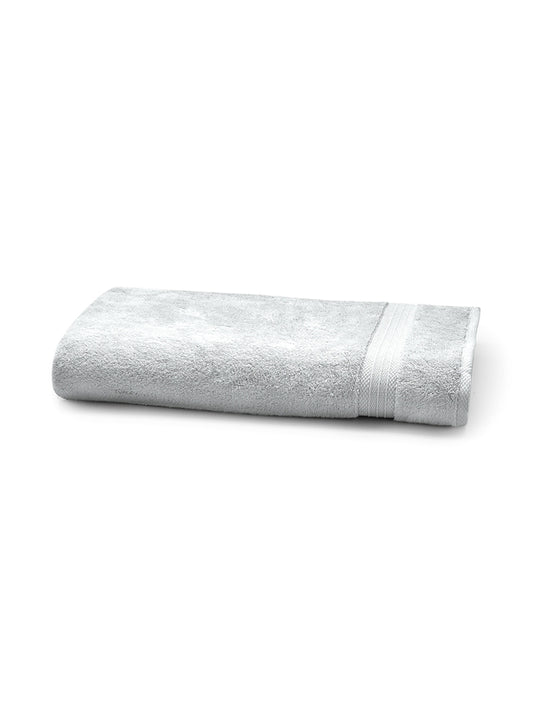 Serviette éponge Elea Nuage gris 50x100 cm en coton avec liteau renforcé