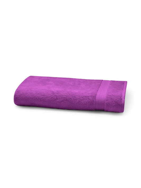 Serviette eponge Elea raisin 50x100 cm en coton pur violet, finitions liteau