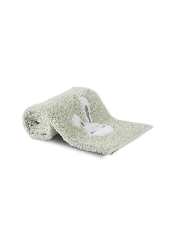 Serviette éponge enfant petit lapin vert d'eau 50x90 cm en coton