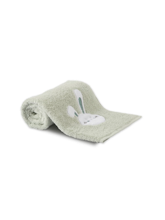 Serviette éponge enfant petit lapin vert d'eau 50x90 cm en coton