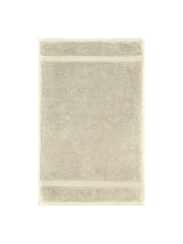 Serviette invité Elea Angora beige 30x50 cm en coton avec liteau