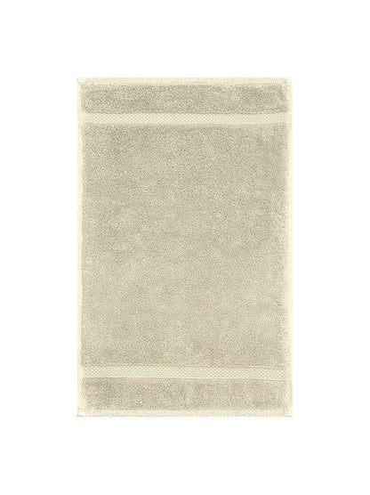 Serviette invité Elea Angora beige 30x50 cm en coton avec liteau