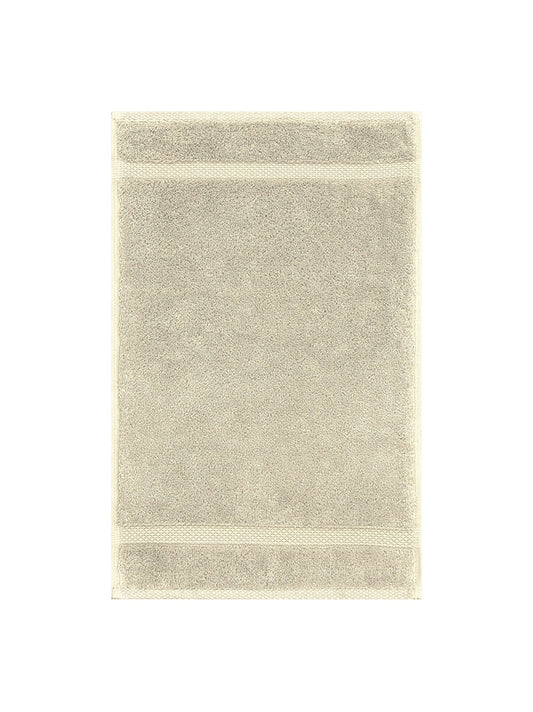 Serviette invité Elea Angora beige 30x50 cm en coton avec liteau
