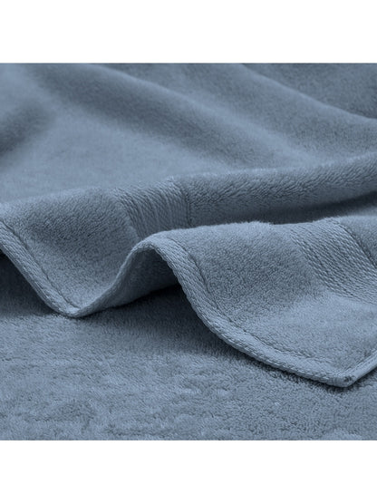 Serviette invité Éléa bleu ardoise 30x50 en coton avec liteau décoratif