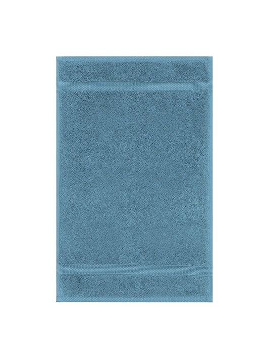 Serviette invités Elea bleu canard 30x50 en coton avec liteau